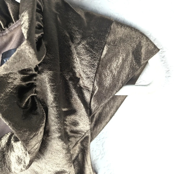 Xscape By Joanna Chen Ruffle Metallic Bronze Bodycon Formal Dress Size 4 - Picture 9 of 12